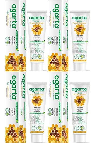 Agarta معجون أسنان طبيعي 100 مل مع العكبر (مجموعة من 4)