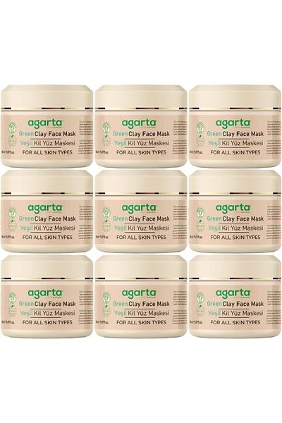Agarta Natural Green Clay Face Mask 150ml (Set of 9)