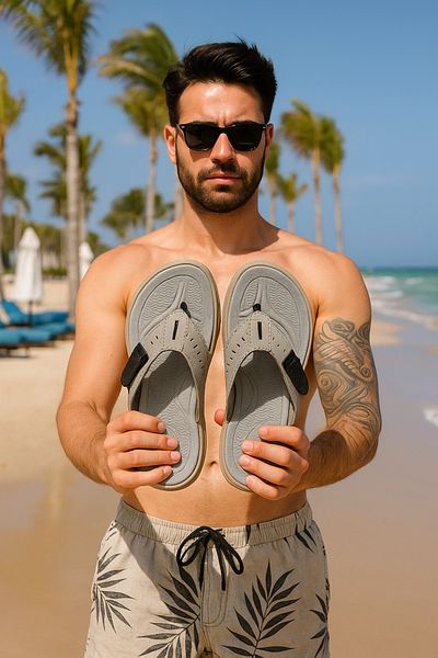 Behtah Kundura Men's Soft Sole Flip Flops Pool Beach Daily Soft Wet Floor Slippers