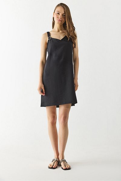 VENA Φόρεμα Angelica Soft Textured Regular Fit (CUPRO) - ΜΑΥΡΟ