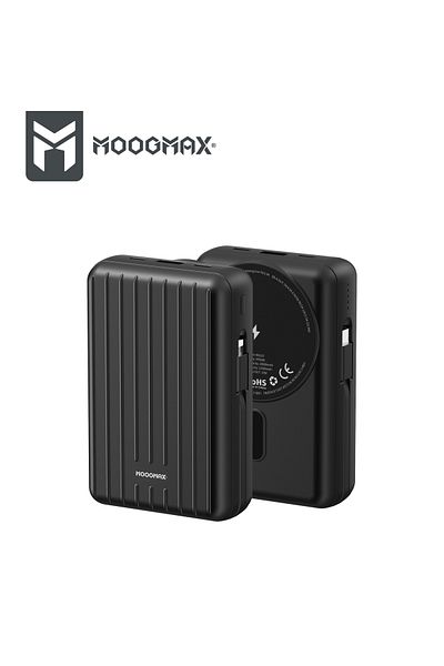 MOOGMAX 20000mAh Magnetic Wireless Power Bank - 22.5W Super Charging with 2 Built-in Cables and 15W Wireless Charging