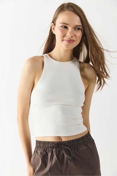 VENA Sandra Halter Top Crop Atlet - Λευκό