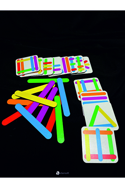 karbonsoft Stick Puzzle Educational Wooden Stick Set – 12 Piece Colorful Shape Game