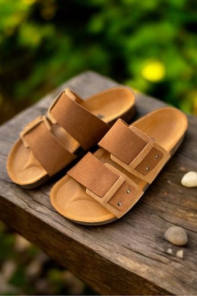 Land of Cork Unisex Ανατομικές Παντόφλες - Πραγματικό Δέρμα με Φυσική Σόλα από Φελλό