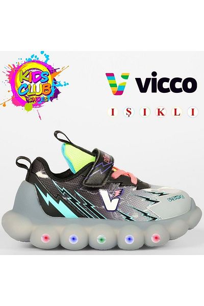 Kocamanlar Ayakkabı Vicco Flash Lighted Orthopedic Children's Sports Shoes Black