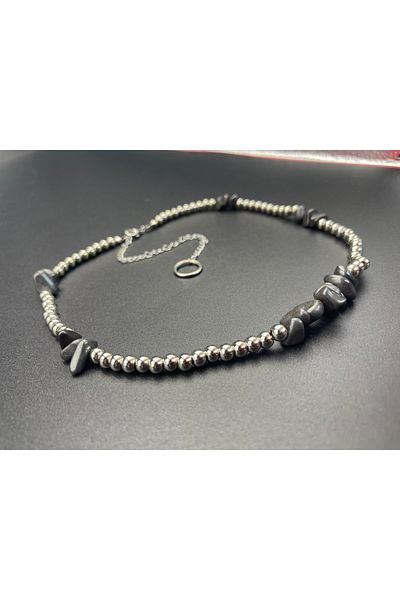 magıcgrange Galactic Guard: Hematite & Rice Bead Necklace