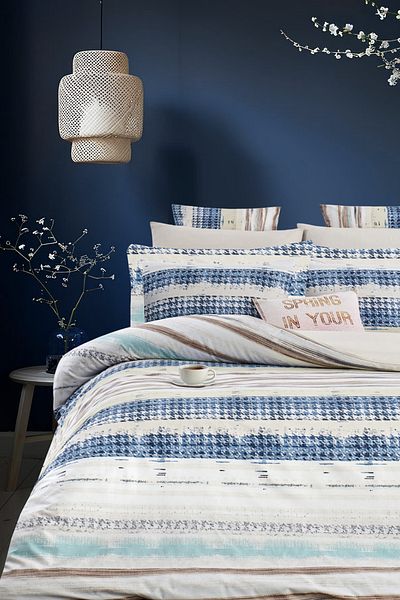 İQON Set cuvertură de pilota dublă BOHO BLUE - cu elastic