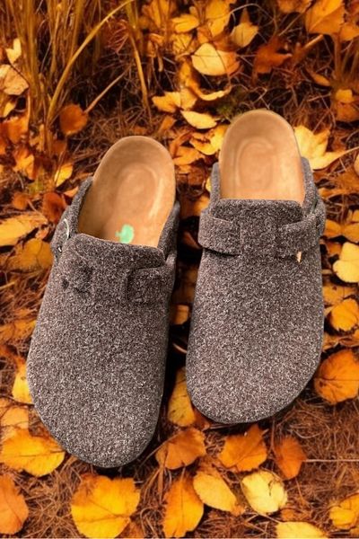 Land of Cork Sabo Closed Unisex Anatomical Natural Cork Sole Natural Felt Wool Slippers