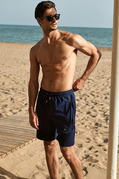 Haşema Sports Cut Navy Blue Men's Short Pool and Sea Shorts 5031
