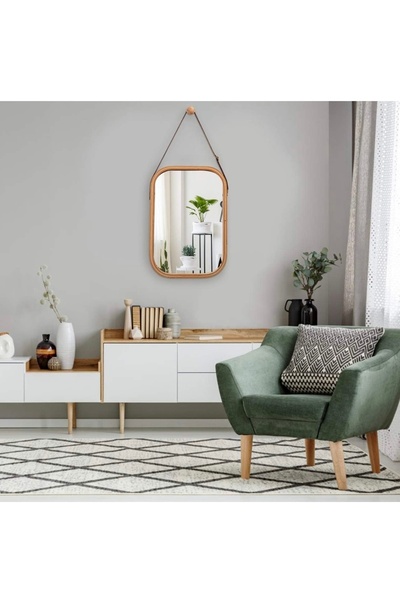 Narkissos Dizayn Bambu Ayna - Deri Kemer Bambu Çerçeveli 33x40cm Ayna