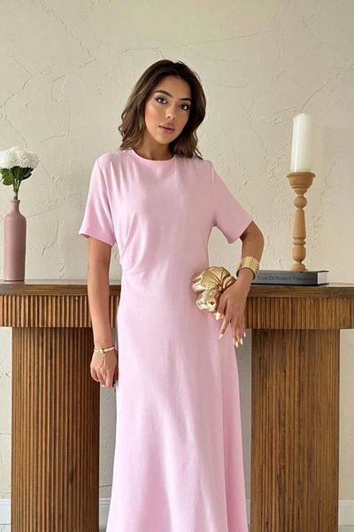 Silerra Powder Pleated Crew Neck Dress
