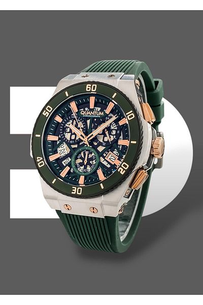 Quantum Original Functions Active 10 Atm Waterproof Silicone Band Men Wristwatch