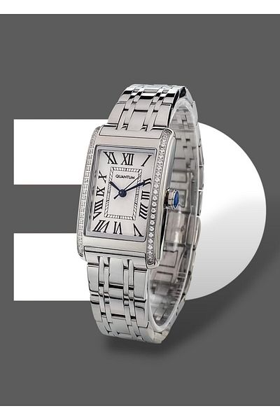 Quantum Original 2 Years Warranty 5 Atm Waterproof Steel Cord Square Women Wrist Watch