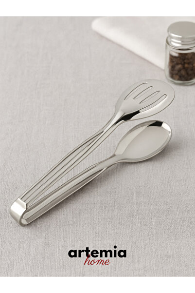 DMR LİFE 8 Pieces 5 Pieces Sauce 3 Pieces Tongs Pasta Set Silver Product 4 Mm Thickness Calik 18/10 Quality