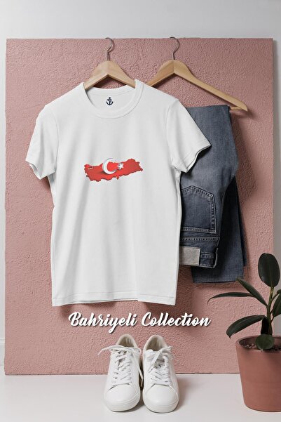 Bahriyeli Collection تي شيرت للجنسين بتصميم خريطة تركيا ثلاثية الأبعاد وكوكب ...