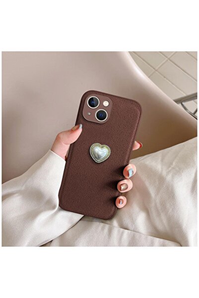 Zebana Apple iPhone 15 Plus Uyumlu Kılıf Zebana Velvix Silikon Kılıf Kahverengi