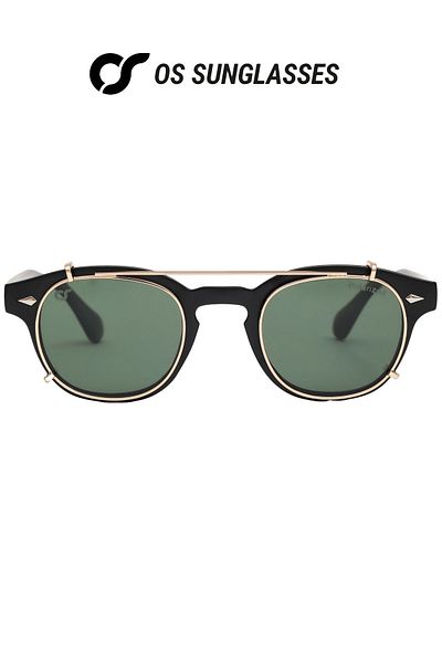 OS Sunglasses Ochelari de soare Berlin negri cu clips, culoare petrol, pentru bărbați și femei