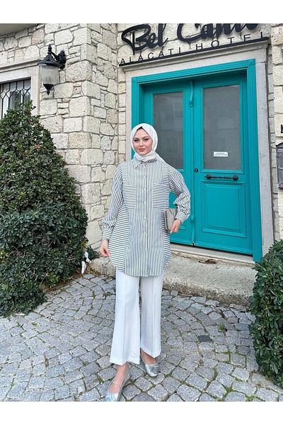 Cardella Women's Oversize Shiny Stone Detailed Tunic Shirt