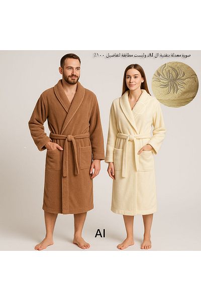 Canon Cannon Luxury Cotton Couples Bathrobe Set - 14 Pieces, Beige and Camel
