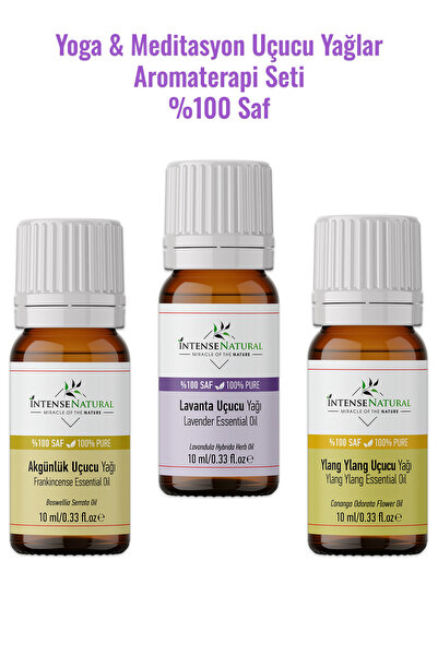 İntense Natural Yoga ve Meditasyon Aromaterapi Uçucu Yağlar Seti %100 Saf ve ...