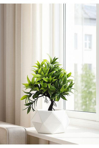 HOMİNG Homing Τεχνητό Φυτό Μπονσάι σε Λευκή γλάστρα-33 cm 241547