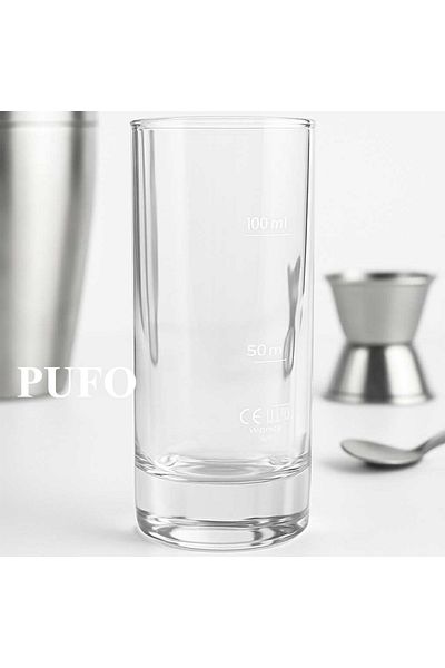 PUFO Pahar gradat din sticlă pentru măsurarea băuturilor, 100 ml, transparent, 15 cm