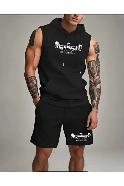 Lerix mod Lerixmod Men's Combed Cotton Two Yarn Hoodie Swit and Shorts Look W...