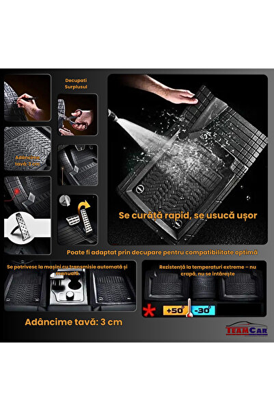 Generic Covorase Auto Tip Tavă TEAMCAR® Compatibile Dacia Logan Antiderapante, Protecție Completă, Argintiu