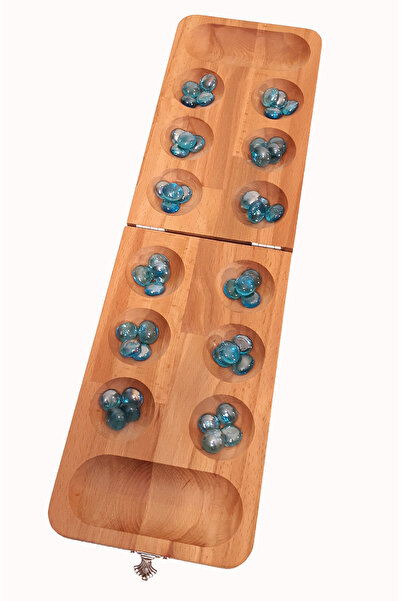 Moccotoys مانجالا خشبية (حجر زجاجي ملون - تركواز) صلبة حجم كبير