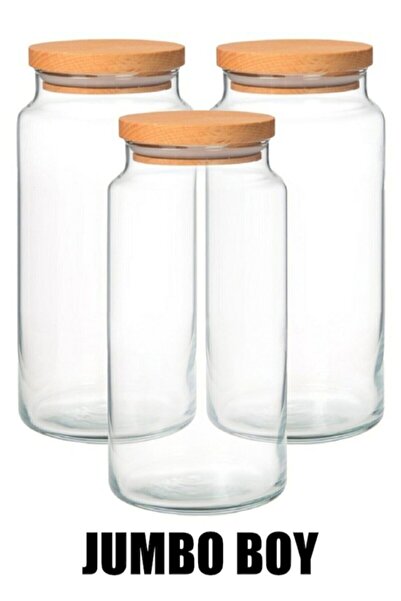 Karçiçeği Home 12 Pieces Bamboo Lid Glass Vacuum Pulses Storage Container Jar Set