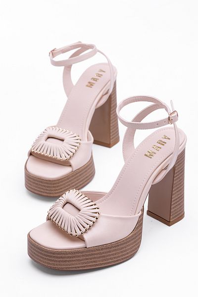 Tasarım Mantaga Women's Front Buckle Ankle Belt Platform Heeled Shoes