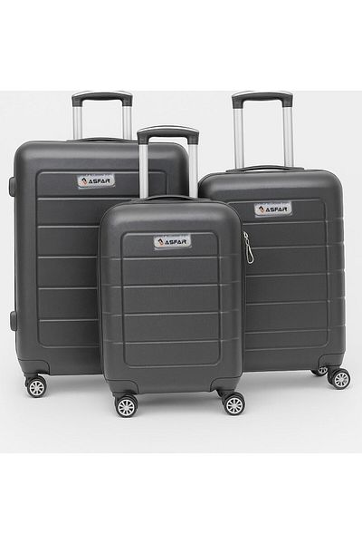 ASFAR Xt-123 Set Of 3 Luggage Trolley, Abs Meterial- 20/24/28 Inch - Grey