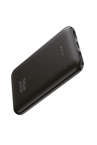 REDz Accessories Super Portable External Battery, Light and Slim, 5000 Mah, 2A, Blue Star W0539, Black