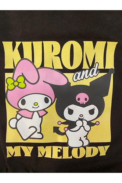 ESİLA KİDS Girl's Suit Kuromi Printed Black T-Shirt 2-Piece Leggings Suit Summer Casual Combination 3-7 Years Old