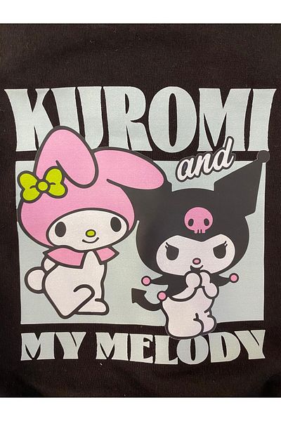 ESİLA KİDS Girl's Suit Kuromi Printed Black T-Shirt 2-Piece Leggings Suit Summer Casual Combination 3-7 Years Old