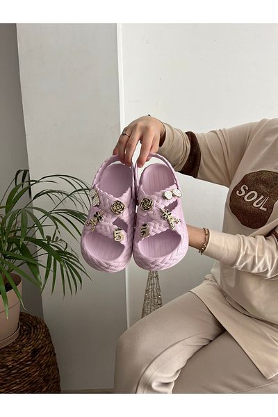 Behtah Kundura Stoned Stylish Design Open Front Beach Pool Garden Summer Soft Thick Sole Daily Slippers Sandals