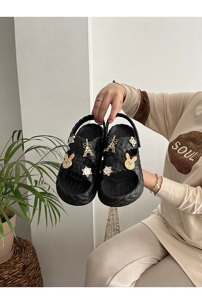 Behtah Kundura Stoned Stylish Design Open Front Beach Pool Garden Summer Soft Thick Sole Daily Slippers Sandals