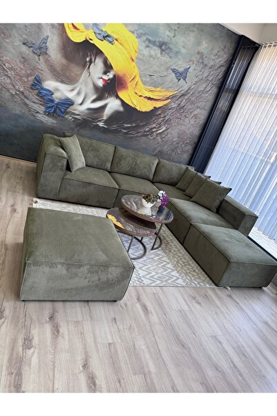 Erduran Mobilya ANGELO 6 MODÜL FİTİLLİ KADİFE SIRT MİNDERLİ