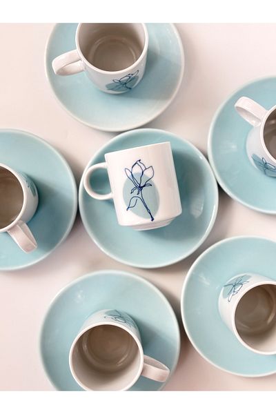Porland Alyssa Turquoise Coffee Set 12 Pieces 04por035198