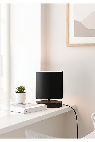 HOMİNG Black Mini Lampshade - Fabric with Design and Head