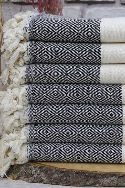 Fabric Box 100% قطن طبيعي - منشفة حمام بيشتيمال الماسية، منشفة شاطئ حمام تركية