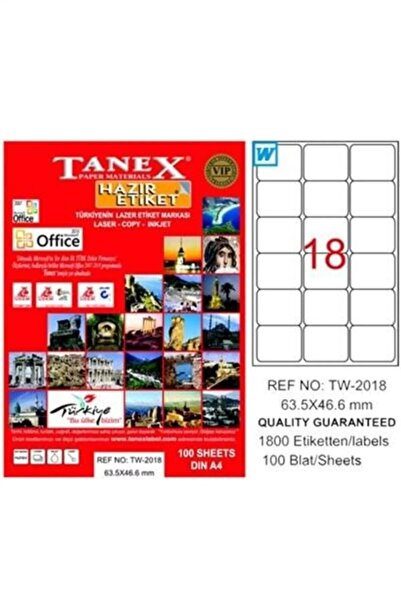 Tanex Etichetă laser Tw-2018 (63,5 * 46,6 mm) - (100 bucăți)