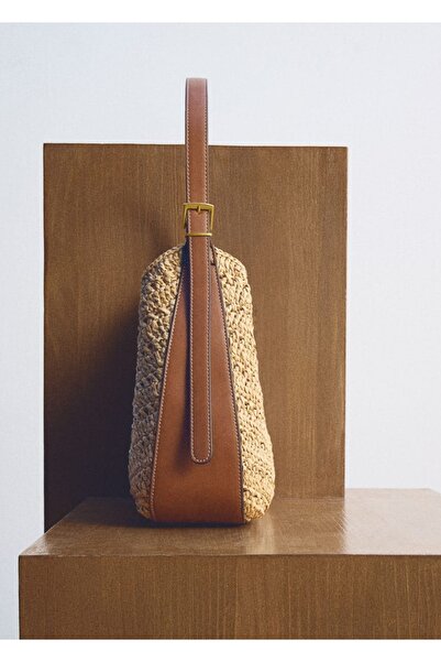 MANGO Woman Doğal lifli omuz çantası