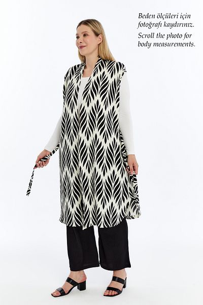 Laden Plus Size Women's Summer Oversized Hijab Pants Belted Brooch Pocket Long Vest Double Suit
