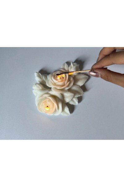 SCA CANDLE Gül Desenli Çiçek Dekoratif Gül Mum