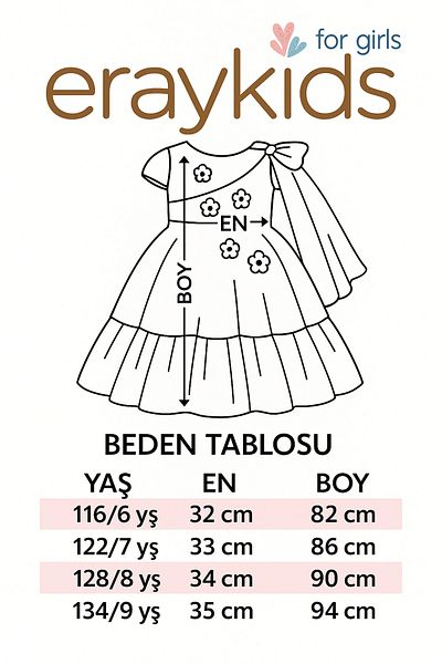 Eray Kids Κοριτσίστικο μακρύ βραδινό φόρεμα με λουλούδια με λεπτομέρεια 6-9 ετών