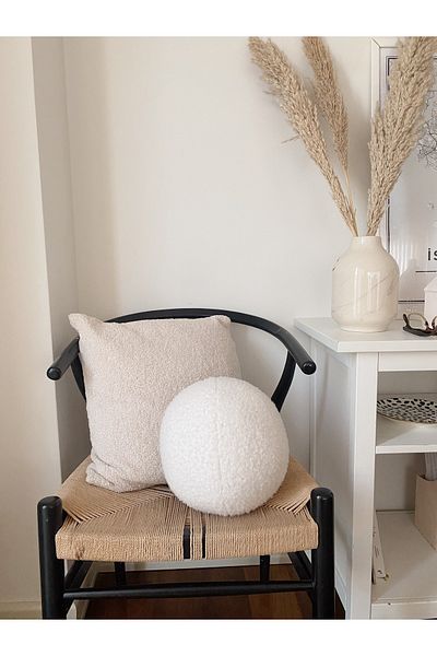 bohemoon Teddy Ball Pillow Natural White Large