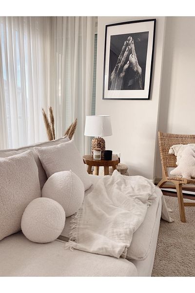 bohemoon Teddy Ball Pillow Natural White Large