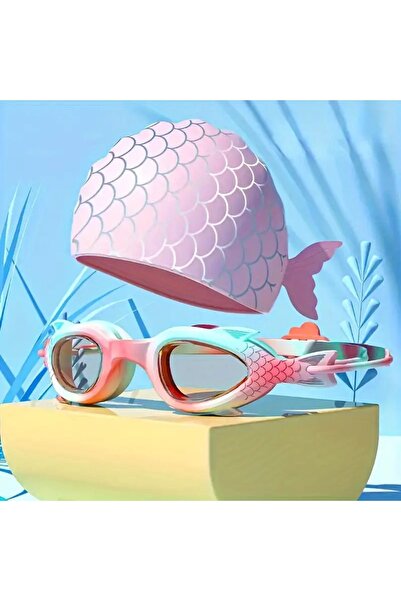 GlassySKY نظارات السباحة وقبعة السباحة المصنوعة من السيليكون للأطفال - مقاومة...