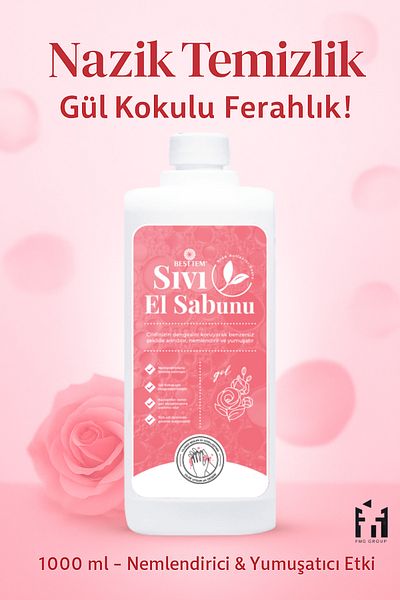 BESTTEM Liquid Hand Soap (1000 ml) – Rose Scented, Moisturizing and Softening Effect